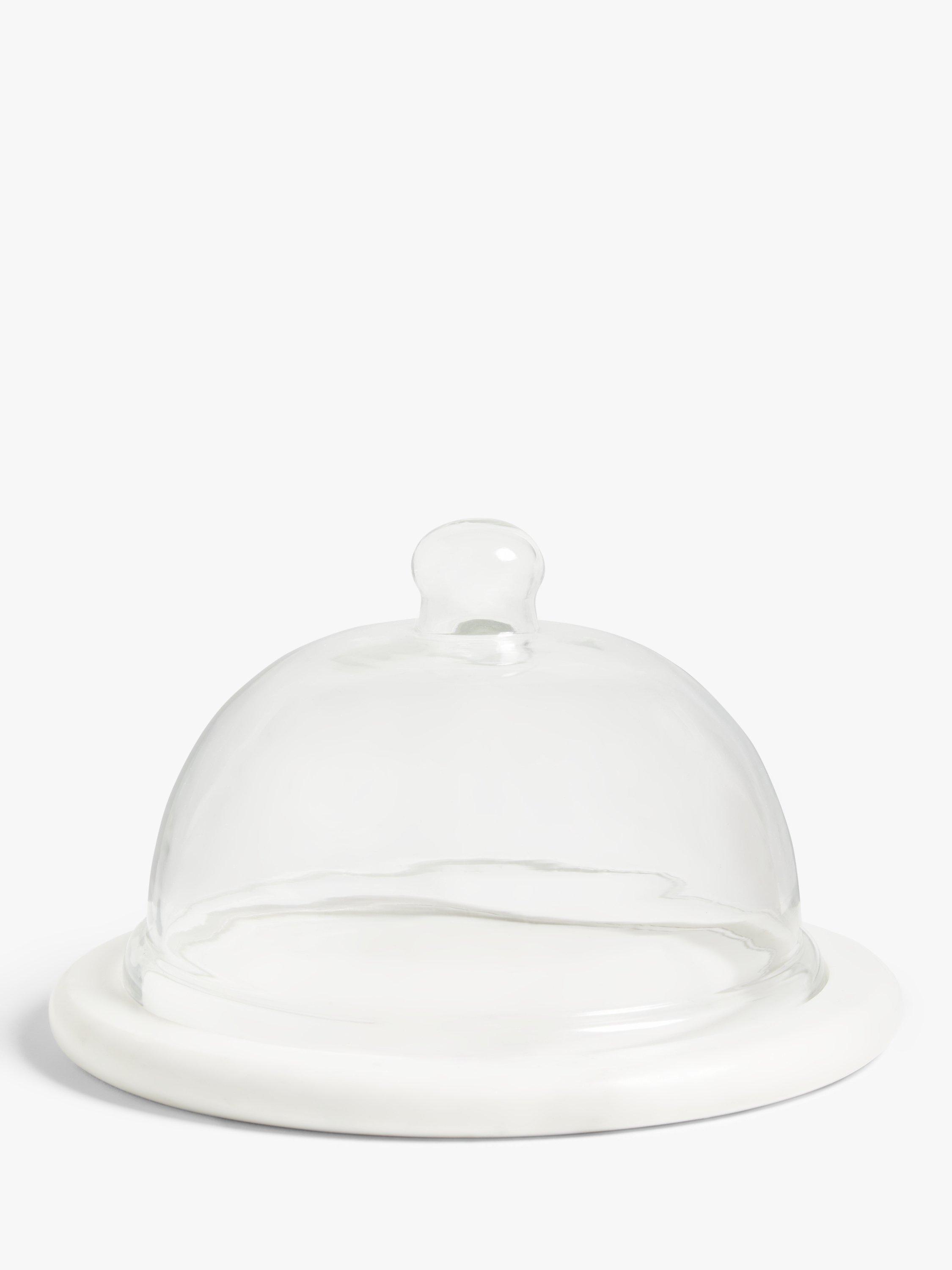 John Lewis & Partners Marble & Glass Cheese Dome, 29cm, White/Clear