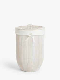 John Lewis Bamboo Laundry Basket, White, White