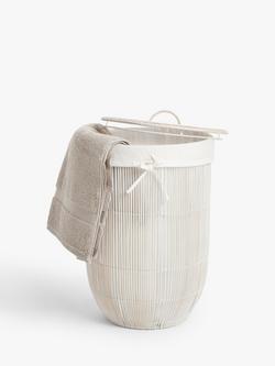 John Lewis Bamboo Laundry Basket, White - view 2, White