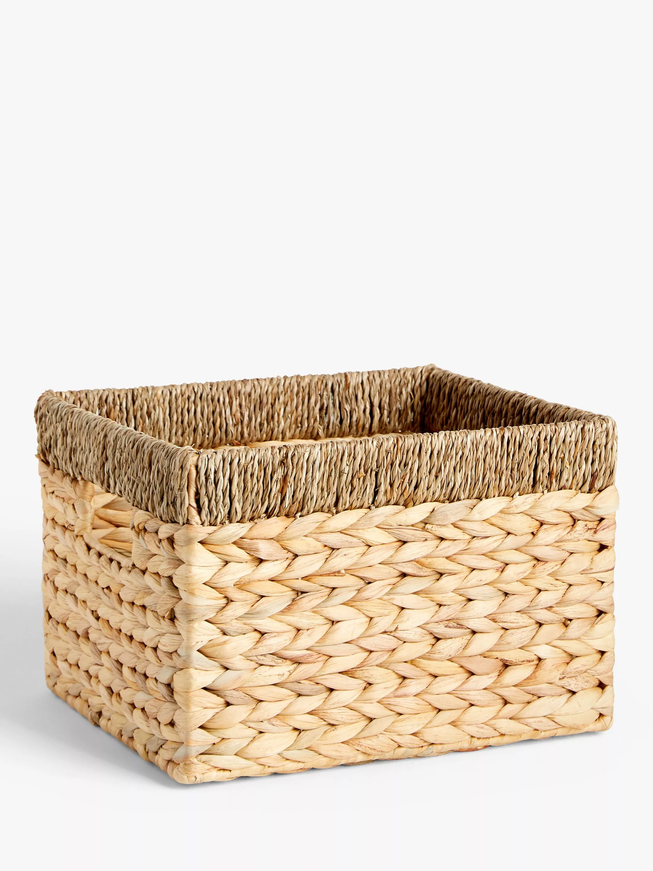 John Lewis Water Hyacinth Storage Basket with Contrast Trim