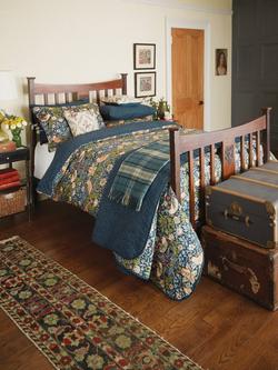 Morris & Co. Strawberry Thief Bedspread - view 2, Indigo