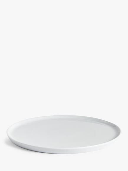 John Lewis Eat Porcelain Round Serving Platter, 32cm, White, White