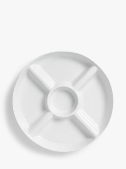 John Lewis Porcelain Chip and Dip Serving Dish, 26.4cm, White - view 2, White