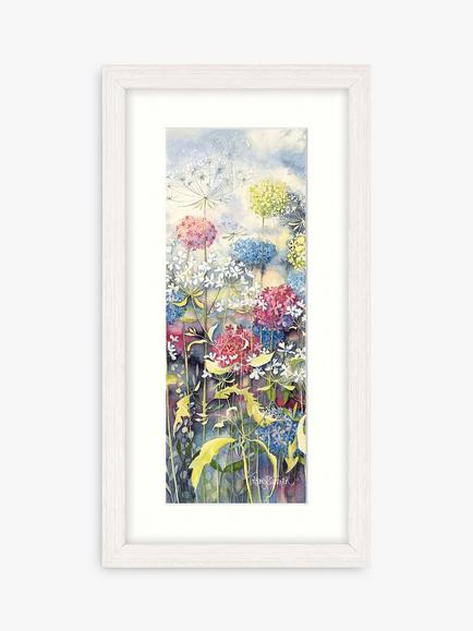 John Lewis Catherine Stephenson Floral 1 Framed Print & Mount, 43.5 x 23.5cm, Blue/Multi, Blue/Multi