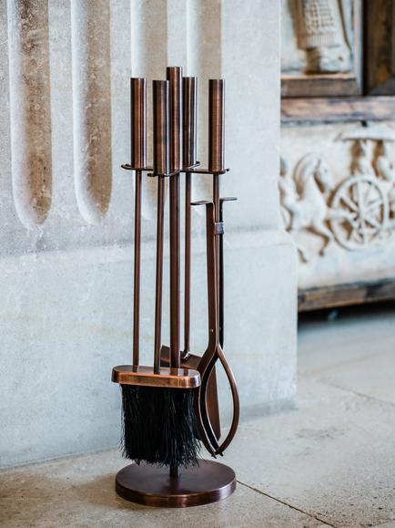 Ivyline Fireplace Tools Set Round, Antique Copper, 