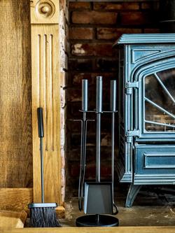 Ivyline 3 Piece Iron Fireplace Set, Black, 