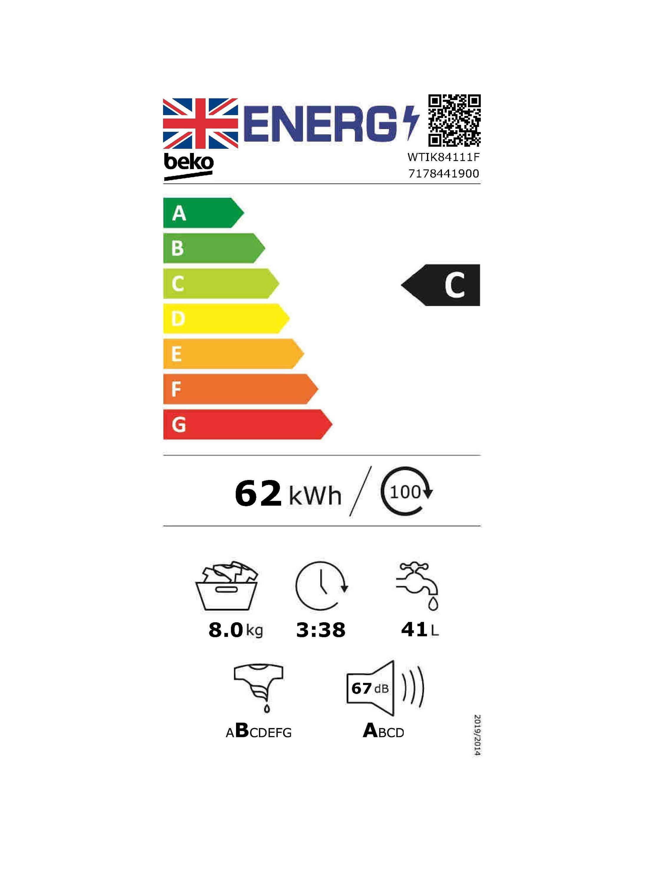 This item is rated C for energy efficiency on a scale from A (most efficient) to G (least efficient).