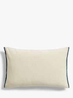 John Lewis Meadow Border Cushion, Duck Egg - view 2, Duck Egg
