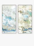 John Lewis Ritika GandhiGolden Finch Abstract Framed Canvas, Set of 2, 84 x 44cm, Gold/Blue