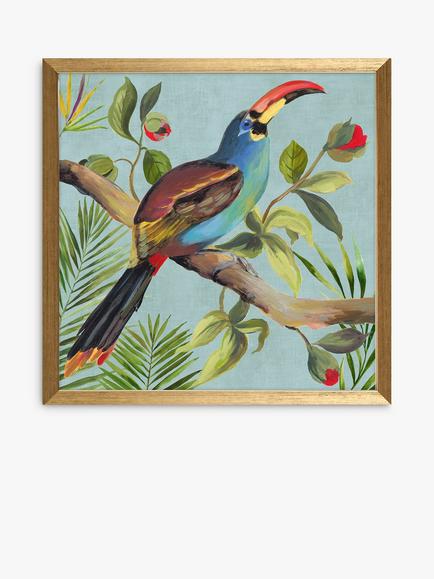John Lewis Aimee Wilson Paradise Toucan Bird Framed Prints, Set of 2, 33 x 33cm, Blue/Multi - view 2, Blue/Multi