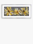 John Lewis Green Lili Ochre Floral Framed Print & Mount, 48.5 x 103.5cm, Grey/Yellow