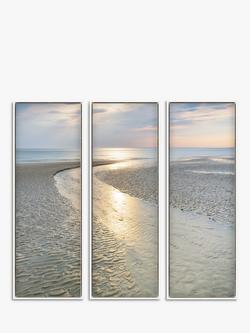 John Lewis Mike Shepherd 'Shimmering Light Seascape' Triptych Framed Canvas, Set of 3, 94 x 34cm, Blue/Multi, Blue/Multi