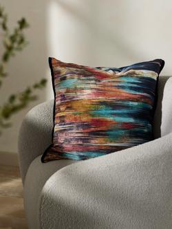 John Lewis Zia Stripe Cushion, Blue / Multi - view 2, Blue / Multi