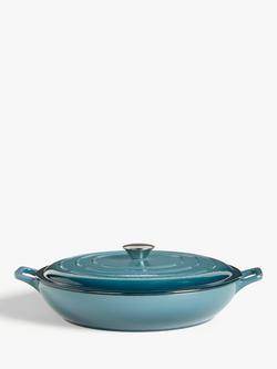 John Lewis Cast Iron Shallow Casserole, 31cm, Blue