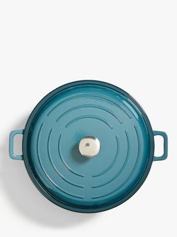 John Lewis Cast Iron Shallow Casserole, 31cm - view 2, Blue