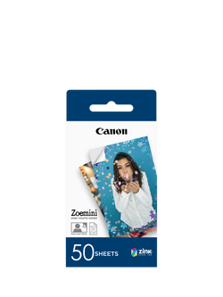 Canon Zink Sticky-Backed Photo Paper, 50 Sheets, 2 x 3" each, for Canon Zoemini Photo Printer, 