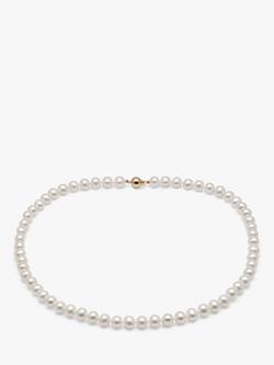 E.W Adams 9ct Yellow Gold Freshwater Pearl Necklace, White, White