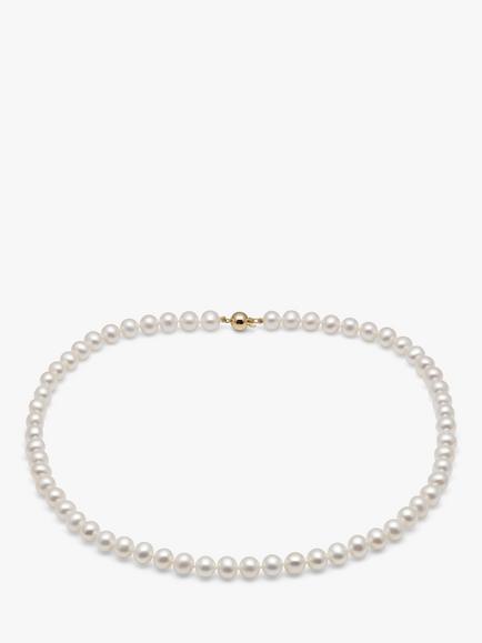 E.W Adams 9ct Yellow Gold Freshwater Pearl Necklace, White, White