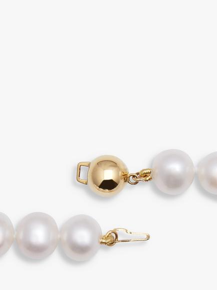 E.W Adams 9ct Yellow Gold Freshwater Pearl Necklace, White - view 2, White