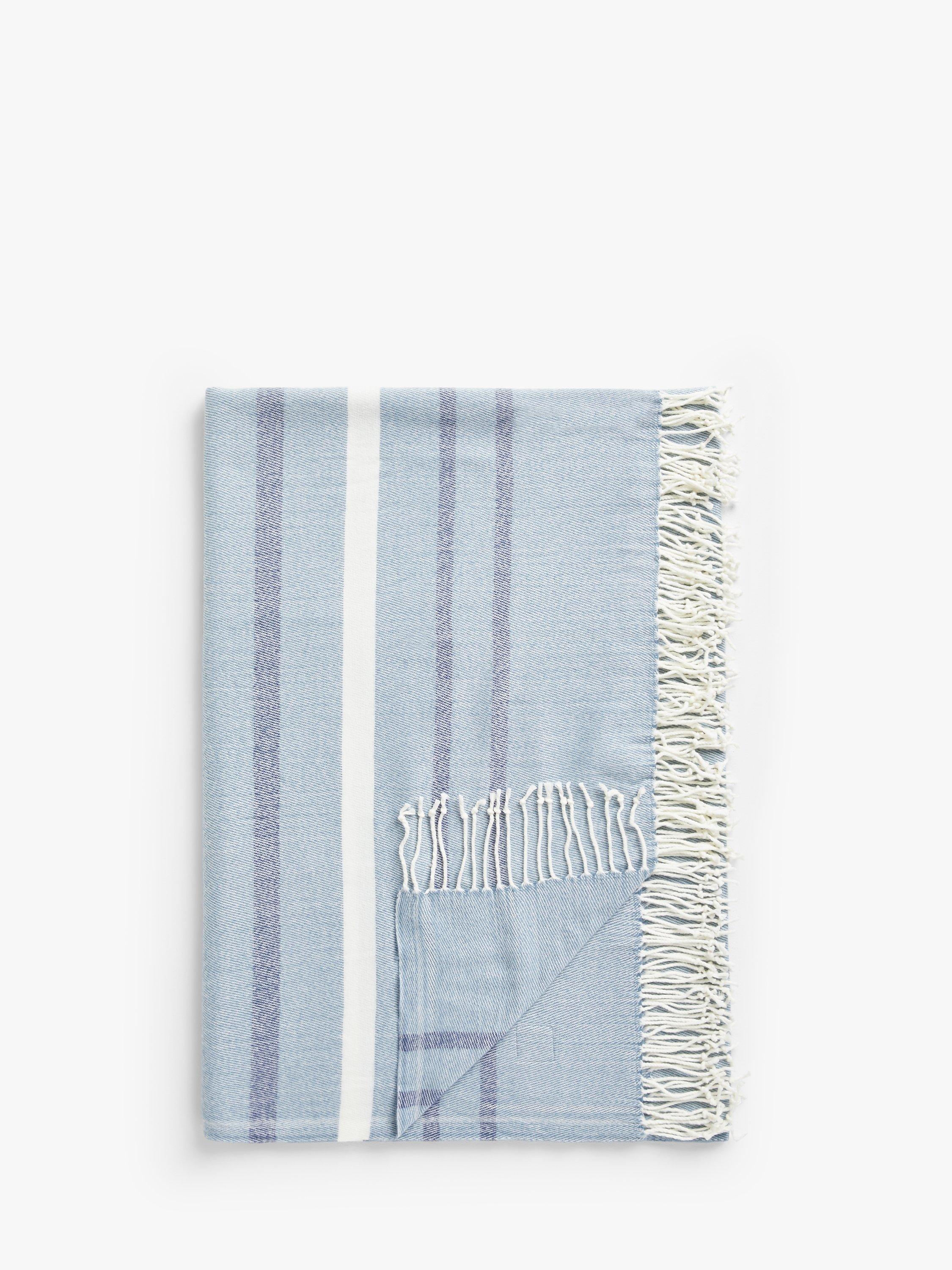 John Lewis Anyday Striped Coastal Throw Blue