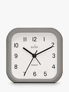 Acctim Carter Hands Non-Ticking Sweep Analogue Alarm Clock, 10cm, Grey