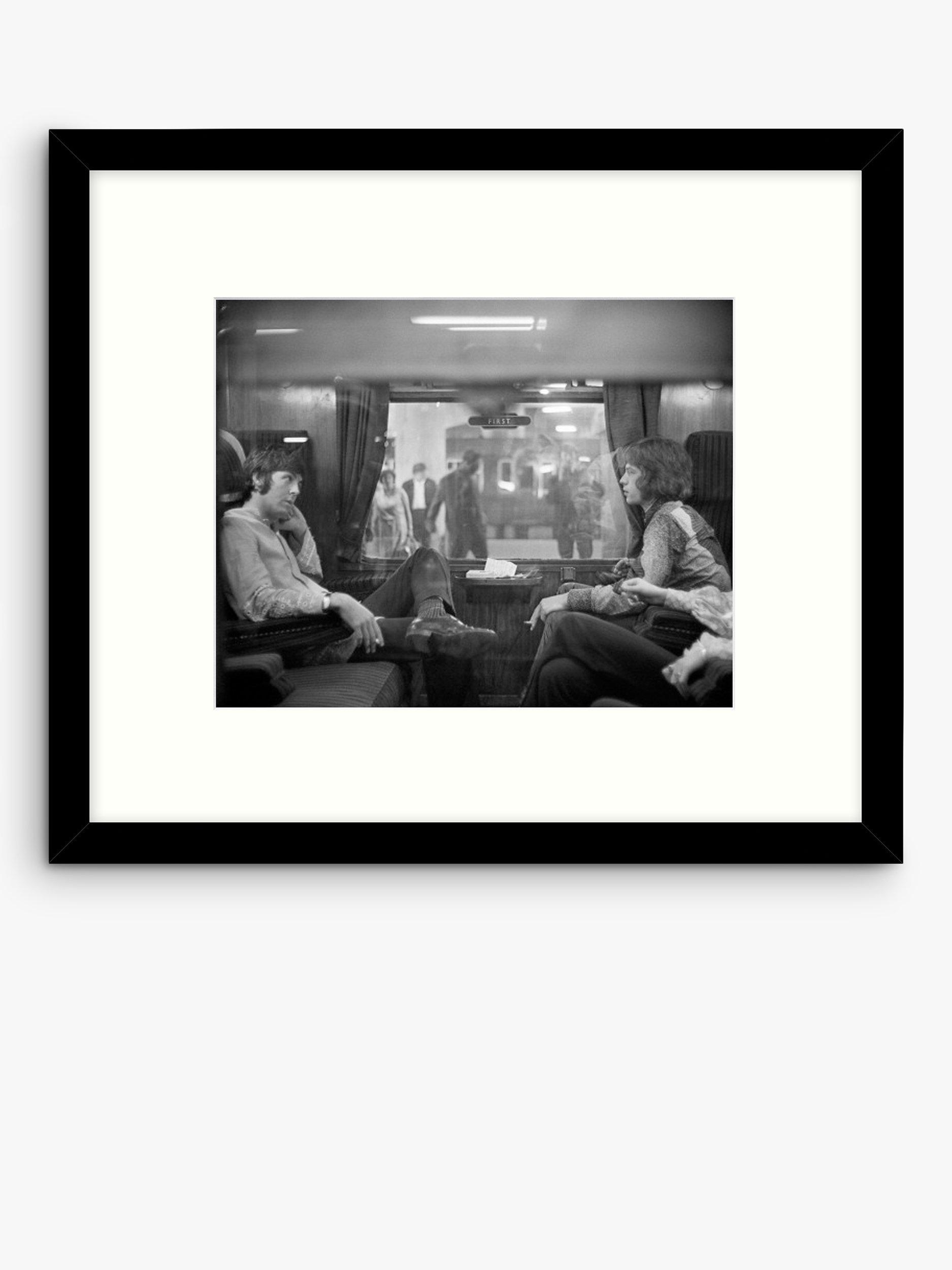Getty Images Gallery - 'First Class Travel - Paul McCartney & Mick Jagger' Wood Framed Print & Mount, 49.5 x 57.5cm