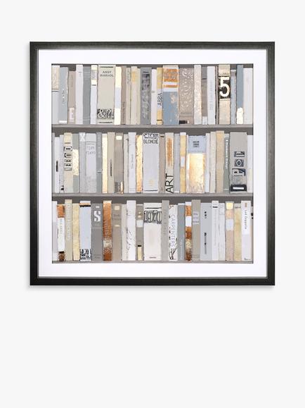 Art Marketing Sabrina Roscino The Library Framed, Glazed Print & Mount, 90 x 90cm, Natural, Natural