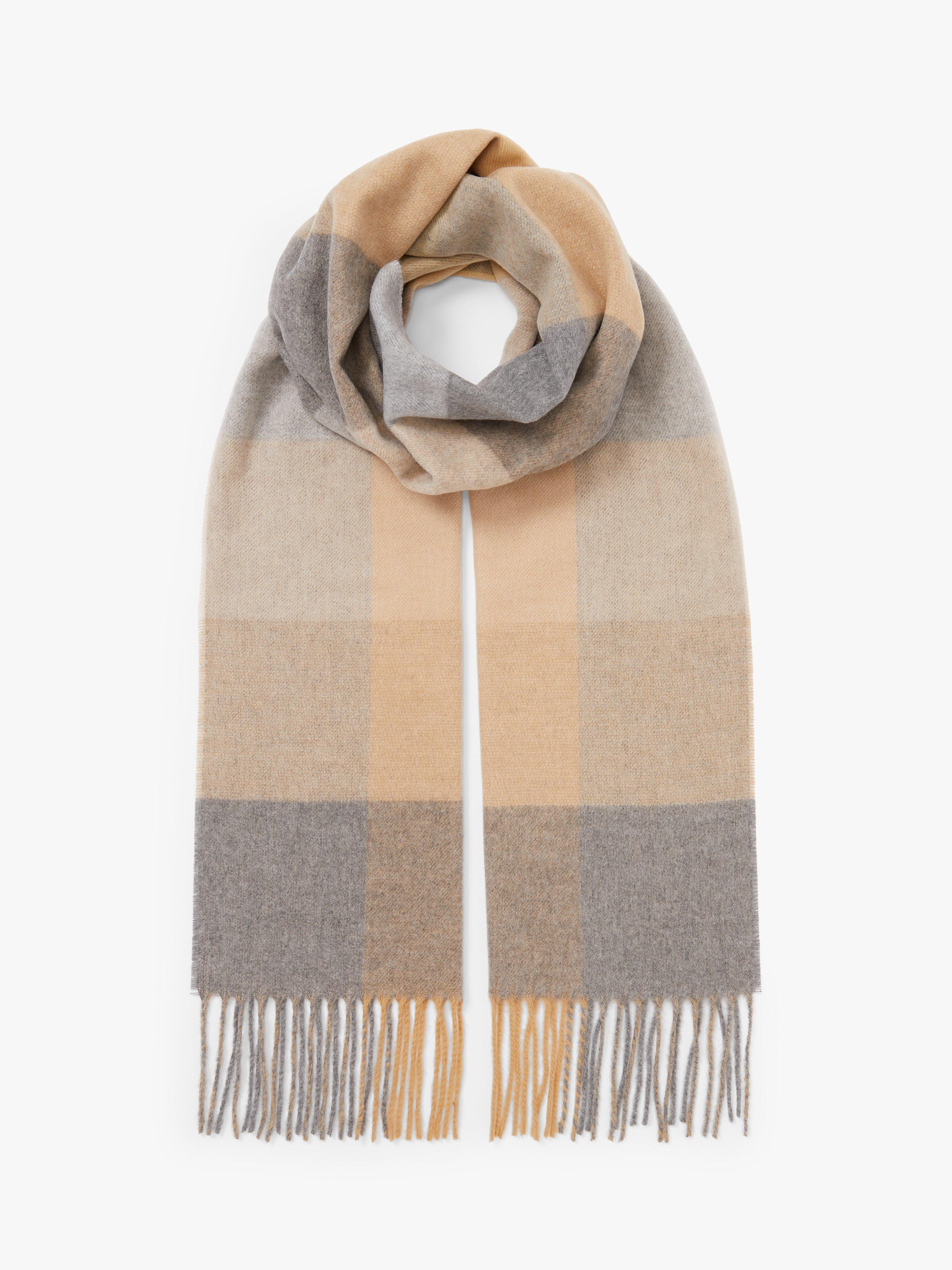 John Lewis Cashmink Check Long Fringe Scarf