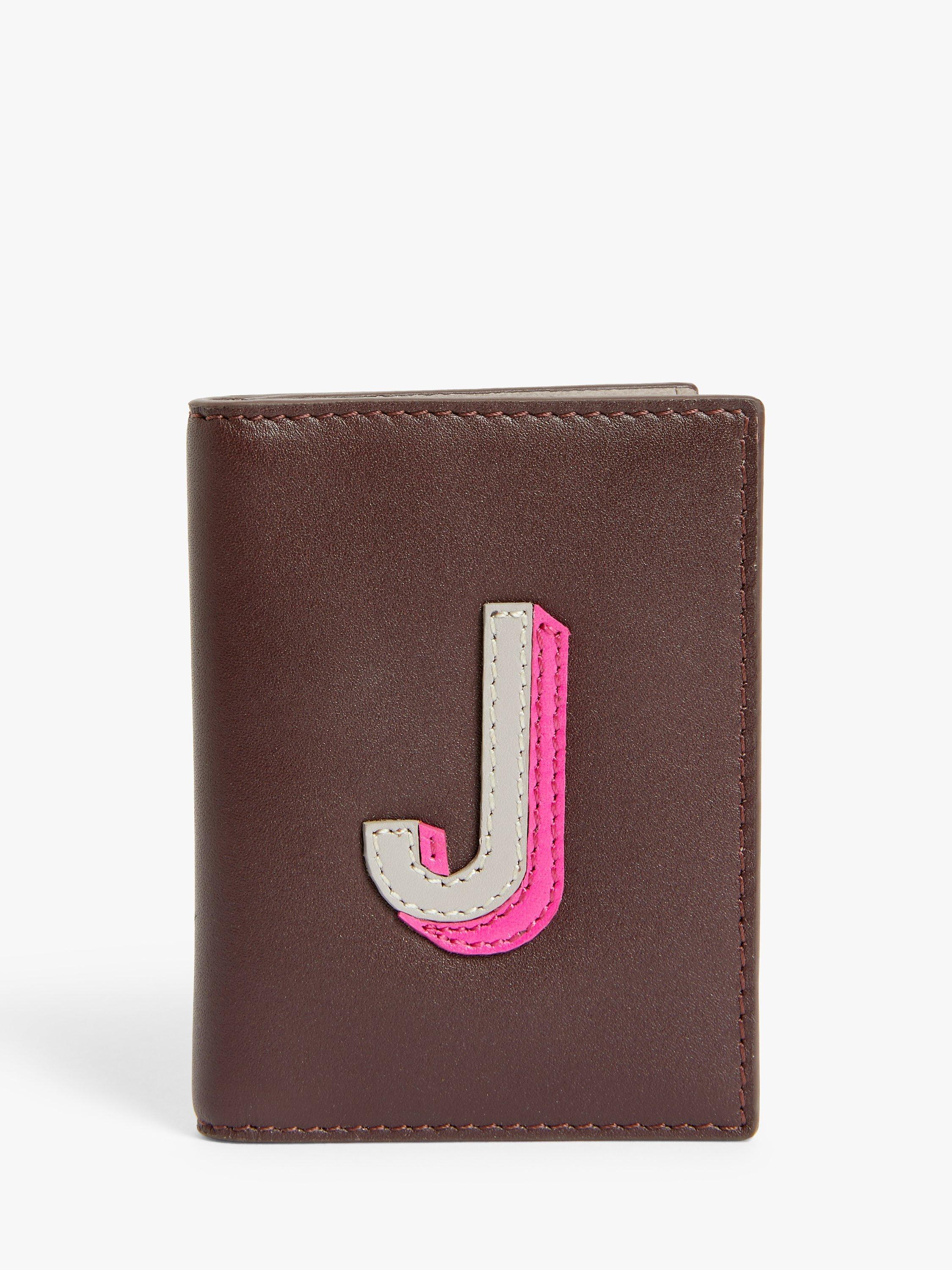 John Lewis Leather Alphabet Card Holder, J