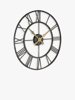 Lascelles Analogue Skeleton Roman Numerals Outdoor Wall Clock, 50cm, Brown - view 2, Brown