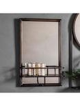 Gallery Direct Metal Frame Shelf & Rectangular Wall Mirror, 48 x 30cm, Black