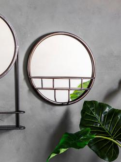 Gallery Direct Round Metal Frame Shelf Wall Mirror, 40cm, Antique Black - view 2, Antique Black