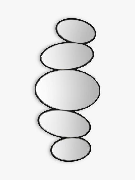 Gallery Direct Pebble Stack Abstract Wall Mirror, 118 x 54cm, Black, Black