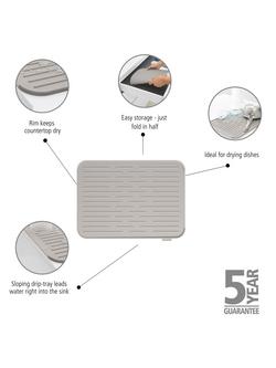 Brabantia Silicone Dish Draining Mat - view 2, Mid Grey