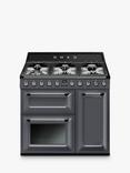 Smeg Victoria Dual Fuel Range Cooker, 90cm Wide, Slate Grey