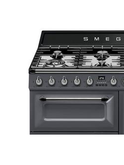 Smeg Victoria Dual Fuel Range Cooker, 90cm Wide - view 2, Slate Grey