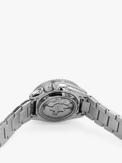 Seiko SRPD63K1 Men's 5 Sports Automatic Day Date Bracelet Strap Watch, Silver/Green - view 2, Silver/Green