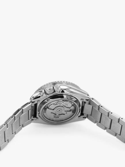 Seiko SRPD63K1 Men's 5 Sports Automatic Day Date Bracelet Strap Watch, Silver/Green - view 2, Silver/Green