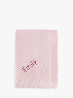 Babyblooms Personalised Knitted Baby Blanket, Pink, Pink