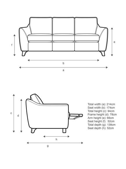 G Plan Vintage The Sixty Eight Large 3 Seater Sofa with Double Footrest Mechanism - view 2, Sorren Grey