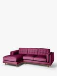 John Lewis + Swoon Lyon LHF Chaise End Sofa, Damson Purple Velvet