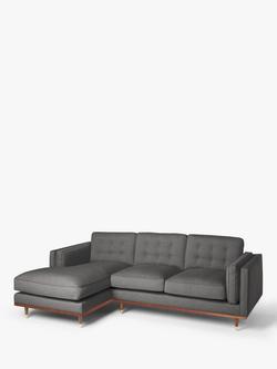 John Lewis + Swoon Lyon LHF Chaise End Sofa, Charcoal Grey Cotton
