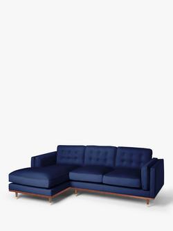 John Lewis + Swoon Lyon LHF Chaise End Sofa, Caspian Blue Velvet