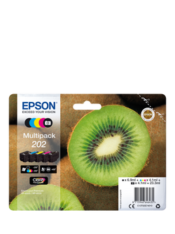 Epson Kiwi 202 Inkjet Printer Cartridge Multipack, Pack of 5, Multi