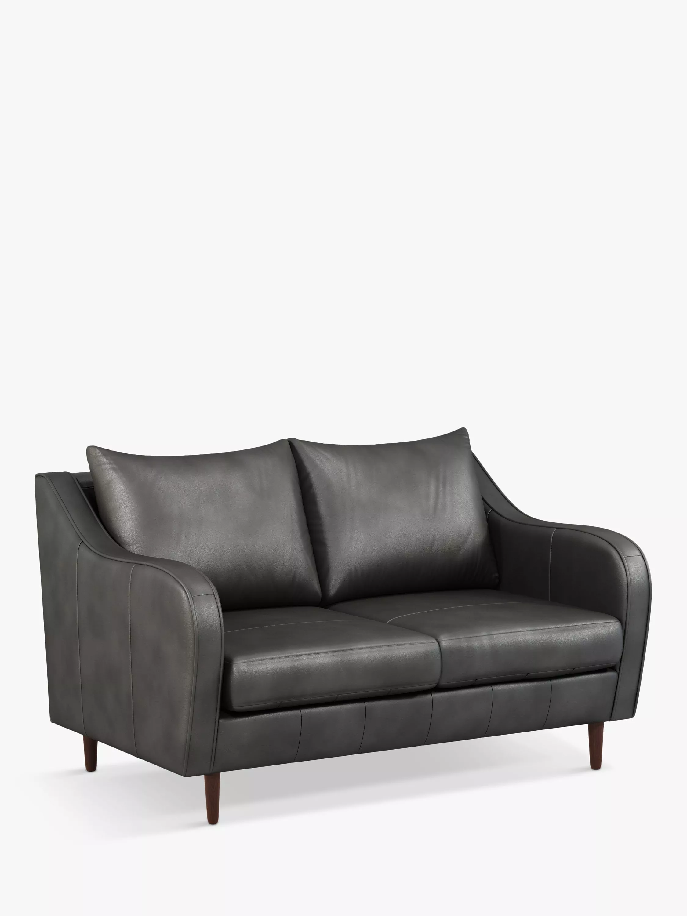 John Lewis & Partners Harp Small 2 Seater Leather Sofa, Dark Leg