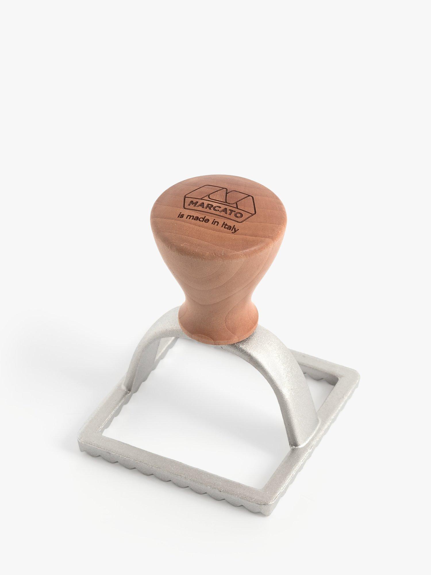 Marcato Wood Handle Square Ravioli Pasta Cutter Stamp, Pear Wood