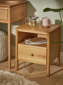 John Lewis Spindle 1 Drawer Bedside Table - view 2, Oak