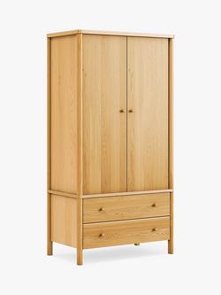 John Lewis Spindle Double Wardrobe with 2 Drawers, Oak, Oak