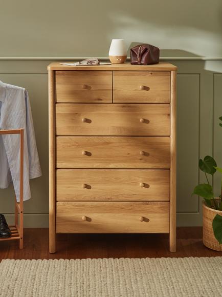 John Lewis Spindle 6 Drawer Chest, Oak - view 2, Oak