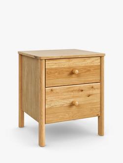 John Lewis Spindle 2 Drawer Bedside Table, Oak, Oak